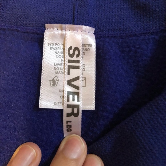 Super Soft Insulated Fleece SILVER LEG Royal Blue Winter Legging - Picture 2 of 8